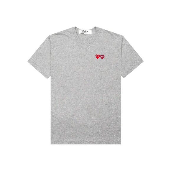 COMME DES GARCONS CDG PLAY DOUBLE HEART EYE LOGO T-SHIRT SIZE LARGE GRAY COLOR - Picture 5 of 5